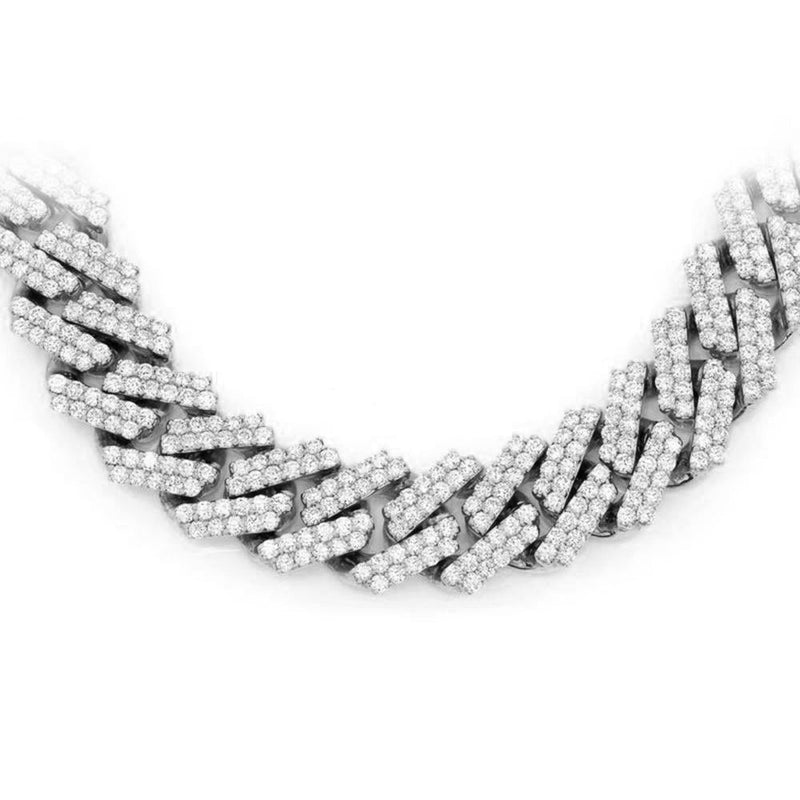 SPECIAL!7MM 4.26ct G SI 14K White Gold Diamond Square Cuban Necklace 18"