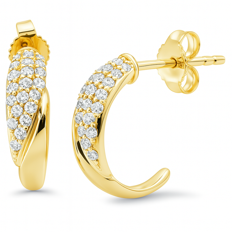 SPECIAL!.31ct G SI 14K Yellow Gold Round Diamond Half Hoop Earrings