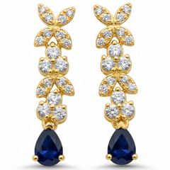 SPECIAL! .66ct G SI 14K Yellow Gold Diamond & Blue Sapphire Gemstone Drop Earrings