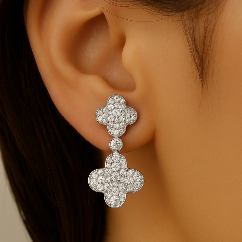 SPECIAL!.71ct G SI 14K White Gold Diamond Clover Drop Earrings