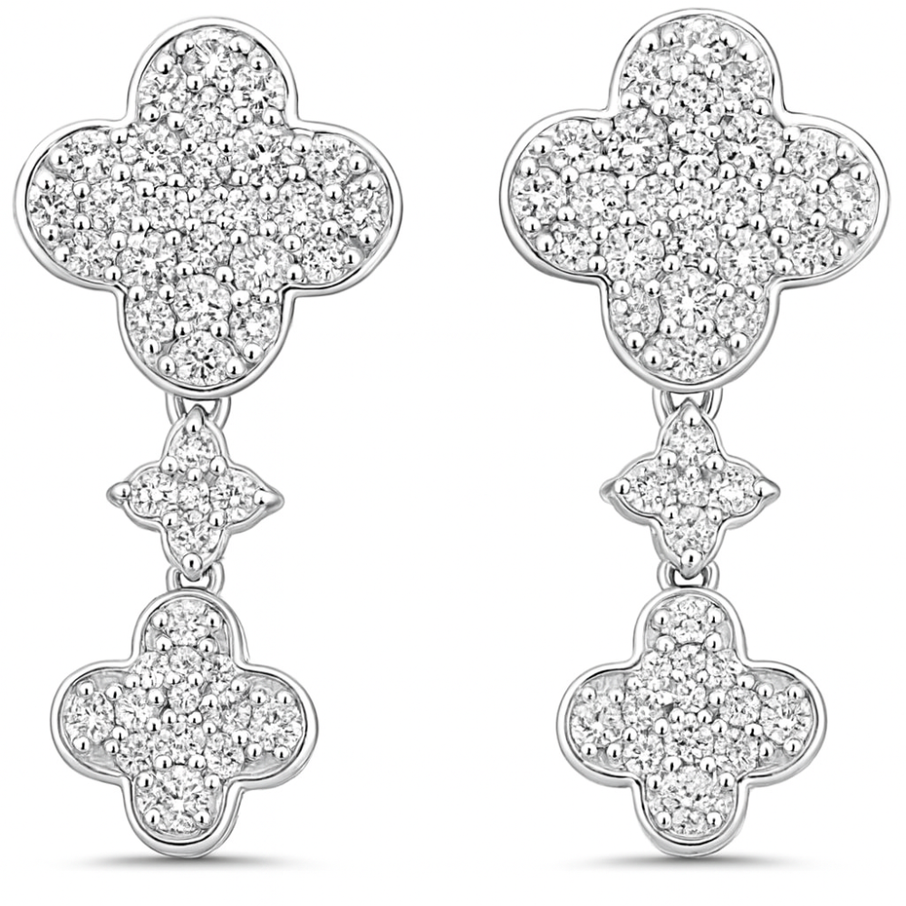 SPECIAL!.51ct G SI 14K White Gold Diamond Clover Drop Earrings