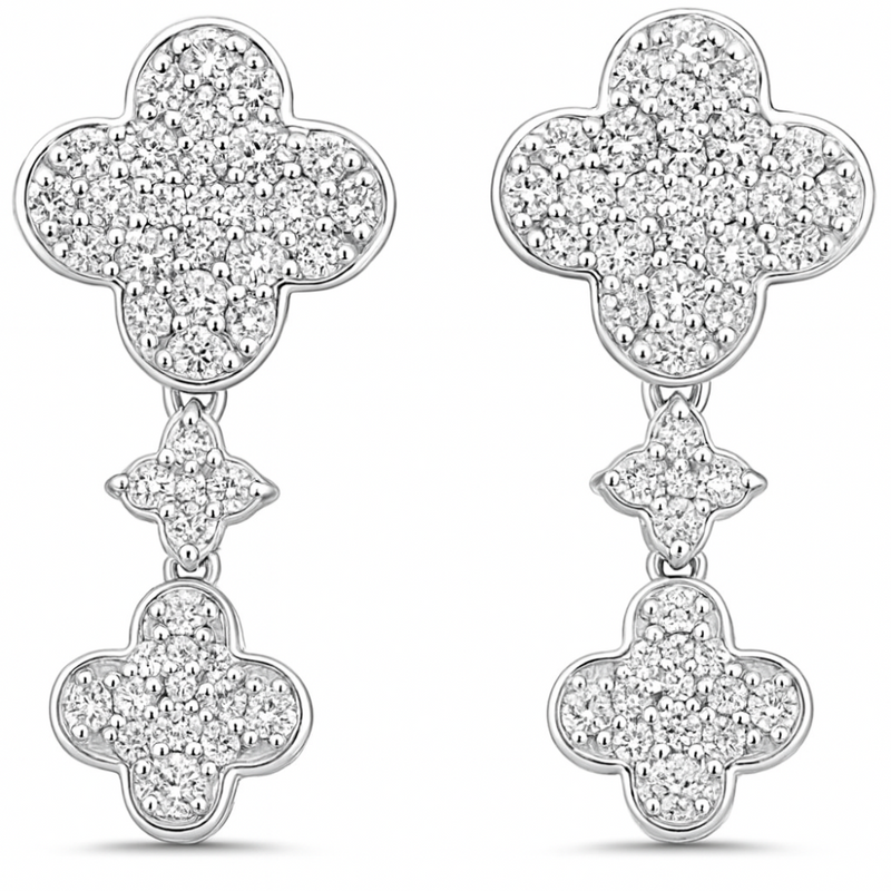 SPECIAL!.51ct G SI 14K White Gold Diamond Clover Drop Earrings