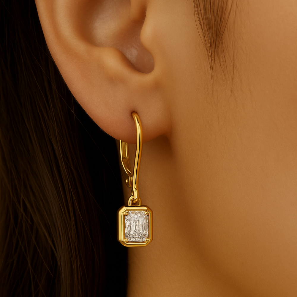 SPECIAL!.60ct G SI 14K Yellow Gold Bezel Set Diamond Solitaire Drop Earrings