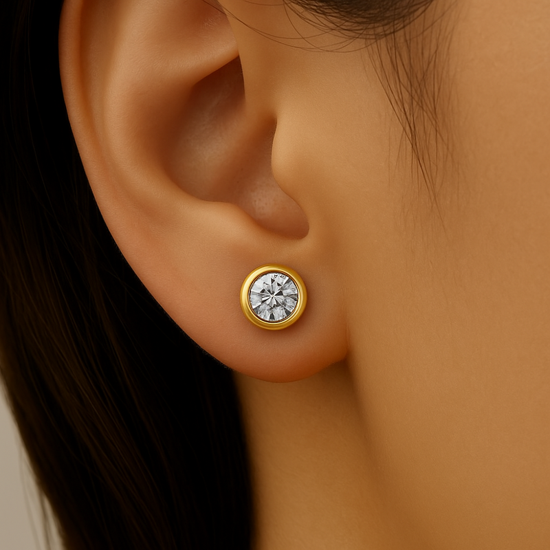 SPECIAL!.62ct G SI 14K Yellow Gold Diamond Bezel Set Solitaire Earrings