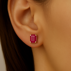 SPECIAL!2.51ct G SI 14K Yellow Gold Ruby Gemstone Stud Earrings