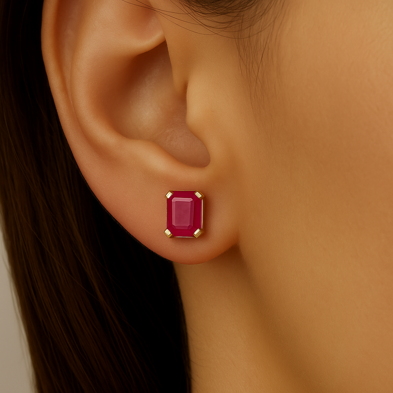 SPECIAL!2.51ct G SI 14K Yellow Gold Ruby Gemstone Stud Earrings