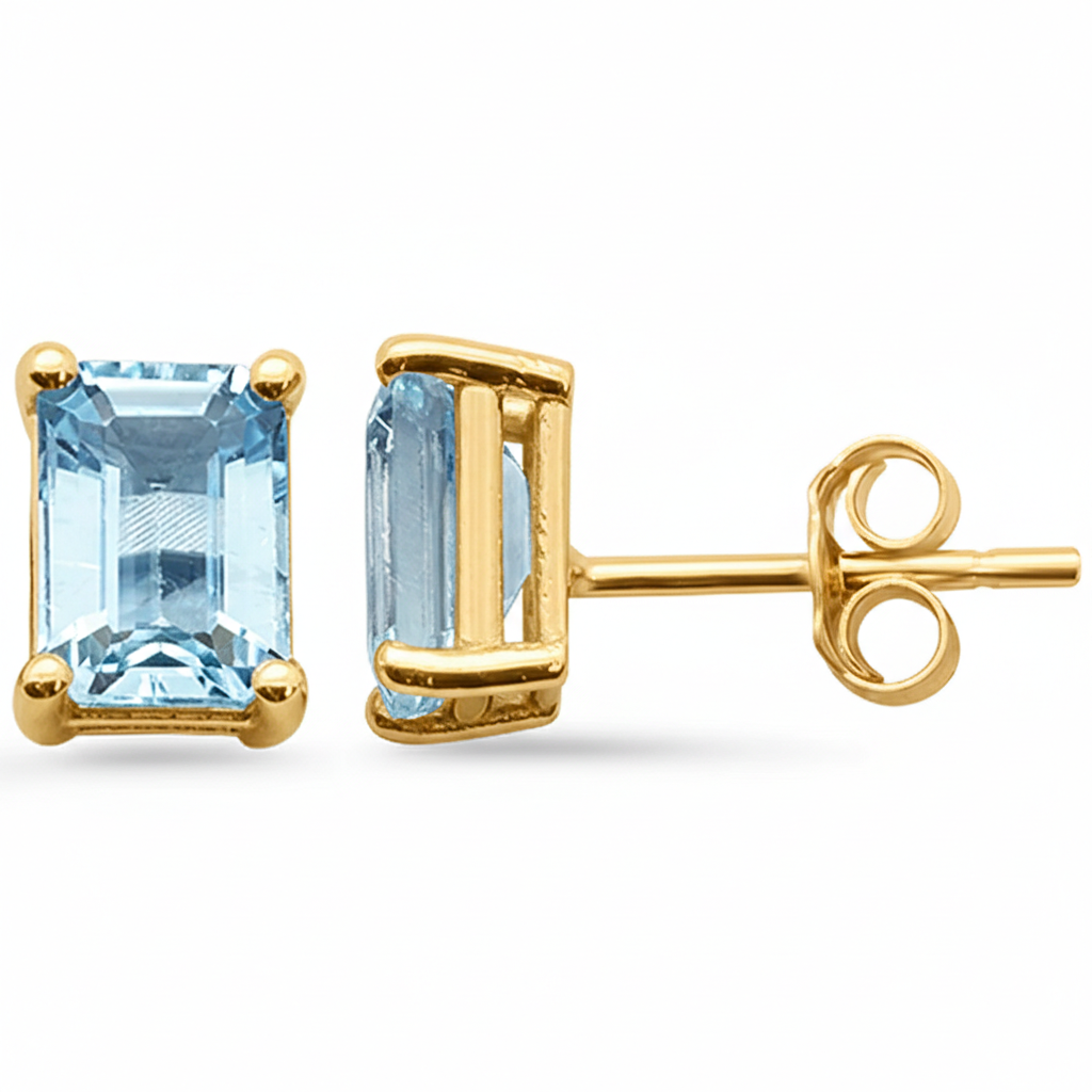 SPECIAL! 1.86ct G SI 14K Yellow Gold Aquamarine Gemstone Stud Earrings