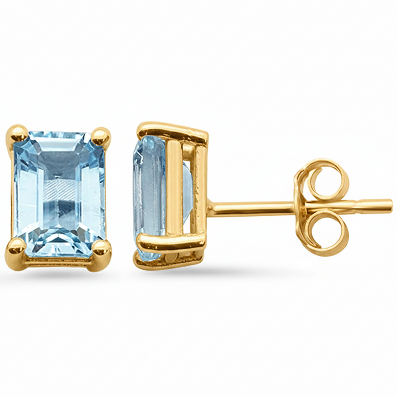 SPECIAL! 1.86ct G SI 14K Yellow Gold Aquamarine Gemstone Stud Earrings
