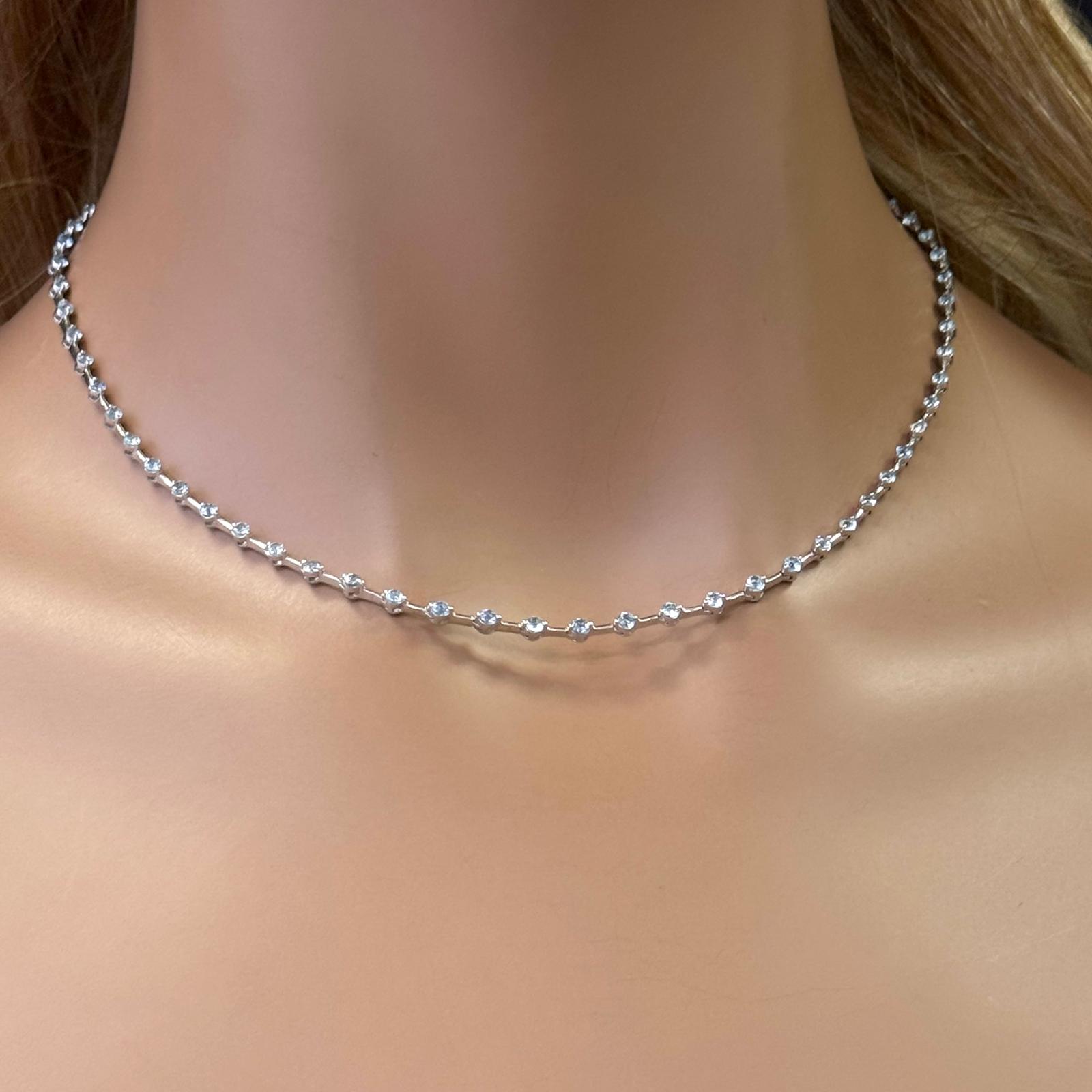 GEMSTONE CLOSEOUT!  3.05ct G SI 14K White Gold Aquamarine Gemstone Bar Necklace 18" Long