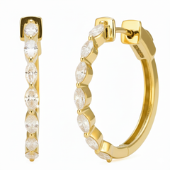 SPECIAL! .95ct G SI 14kt Yellow Gold Marquise Cut Diamond Hoop Earrings