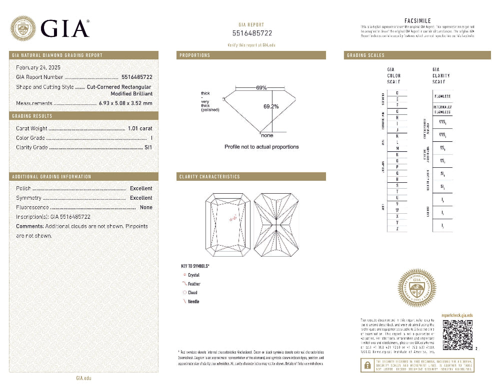 SPECIAL! 1.01ct I-SI1 GIA CERTIFIED 14K White Gold Radiant Cut Diamond Solitaire Ring Band Size 7