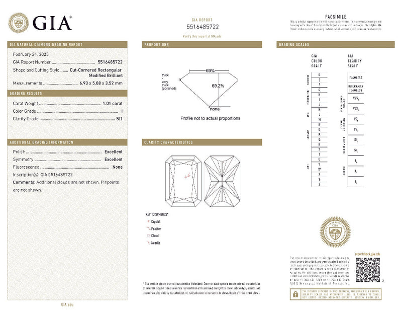 SPECIAL! 1.01ct I-SI1 GIA CERTIFIED 14K White Gold Radiant Cut Diamond Solitaire Ring Band Size 7