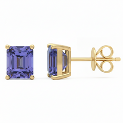 SPECIAL! 3.16ct 14kt Yellow Gold Tanzanite Gemstone Stud Earrings