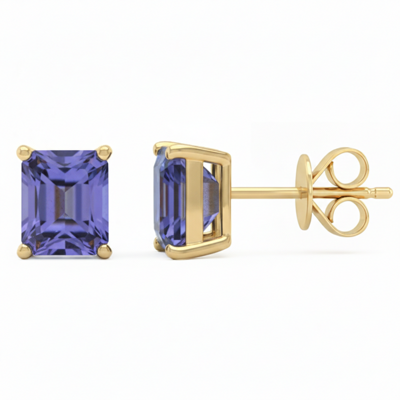 SPECIAL! 3.16ct 14kt Yellow Gold Tanzanite Gemstone Stud Earrings
