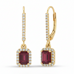SPECIAL! 1.49ct G SI 14kt Yellow Gold Diamond & Ruby Gemstone Drop Dangling Earrings