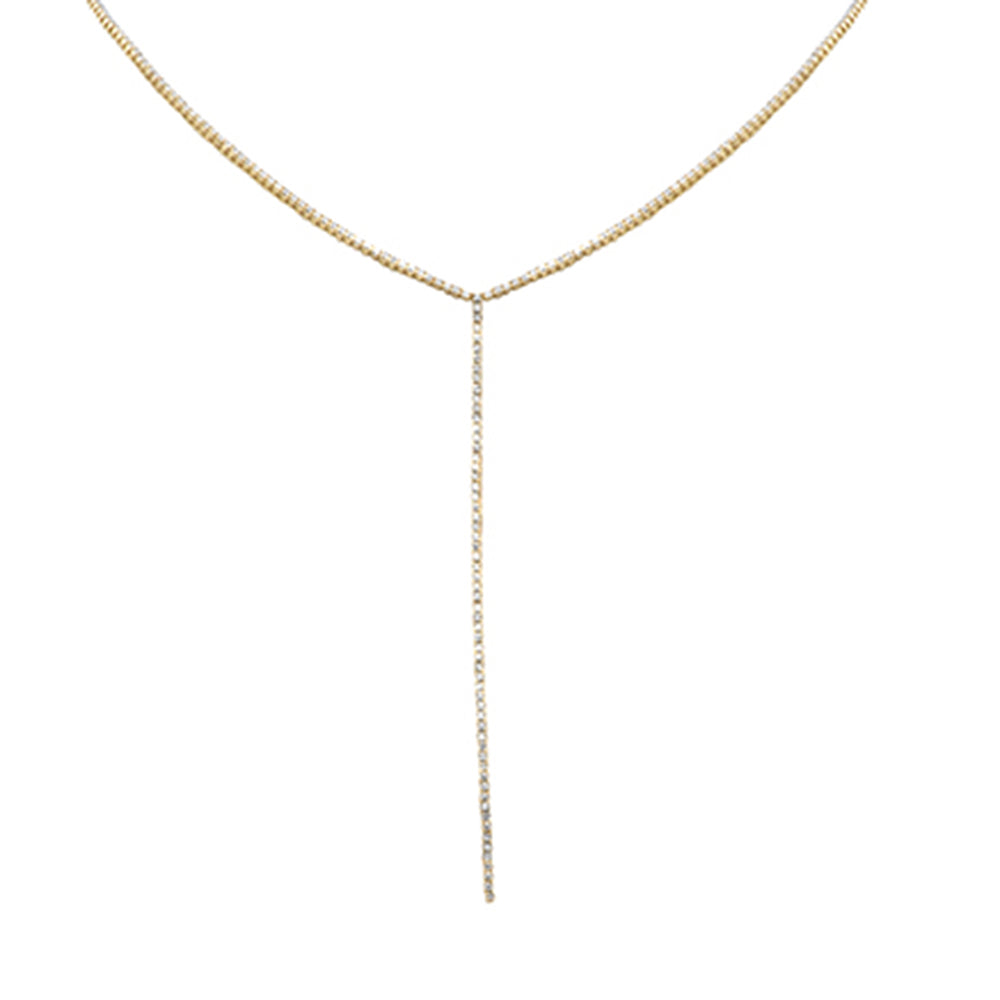 SPECIAL! 5.24ct G SI 14K Yellow Gold Round Diamond Lariat Tennis Necklace 14 + 4" Ext