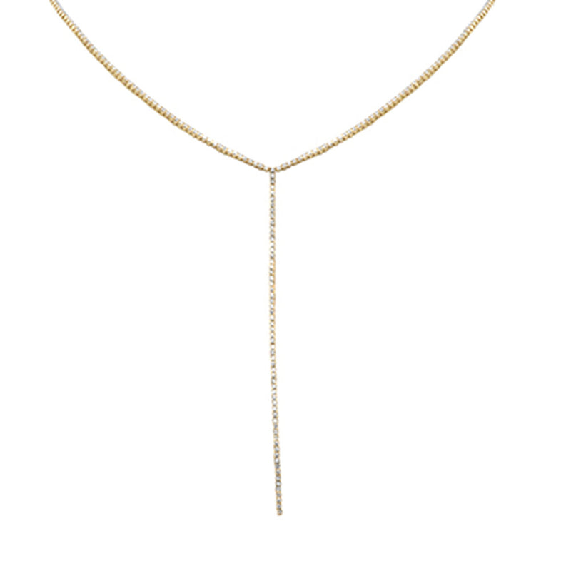 SPECIAL! 5.24ct G SI 14K Yellow Gold Round Diamond Lariat Tennis Necklace 14 + 4" Ext