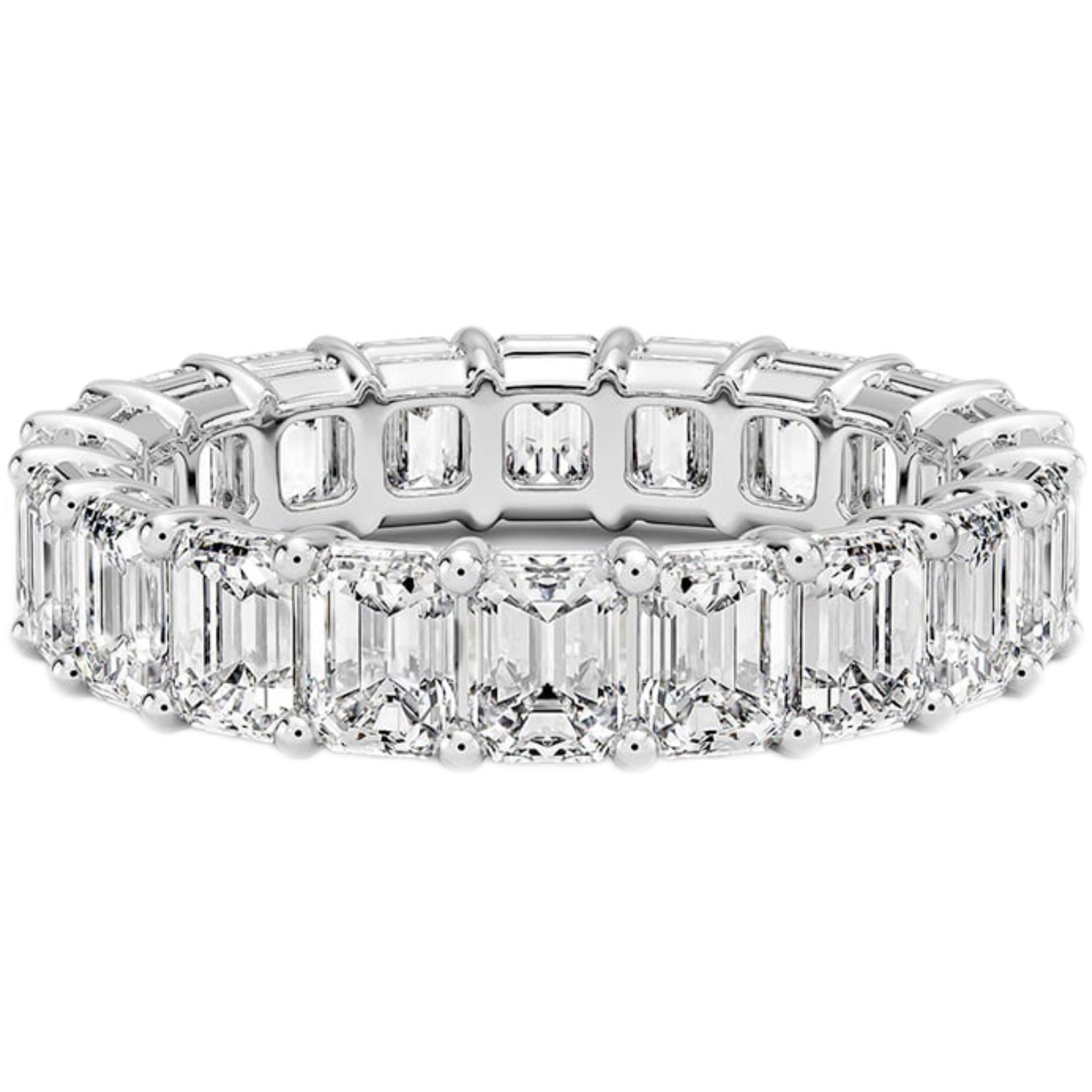 SPECIAL! 4.30ct G SI 14K White Gold Emerald Cut Diamond Eternity Ring Size 6.5