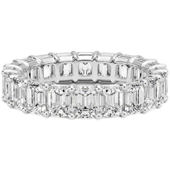SPECIAL! 4.30ct G SI 14K White Gold Emerald Cut Diamond Eternity Ring Size 6.5