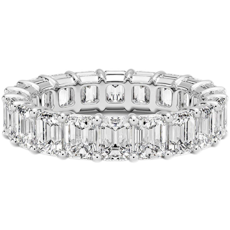 SPECIAL! 4.30ct G SI 14K White Gold Emerald Cut Diamond Eternity Ring Size 6.5