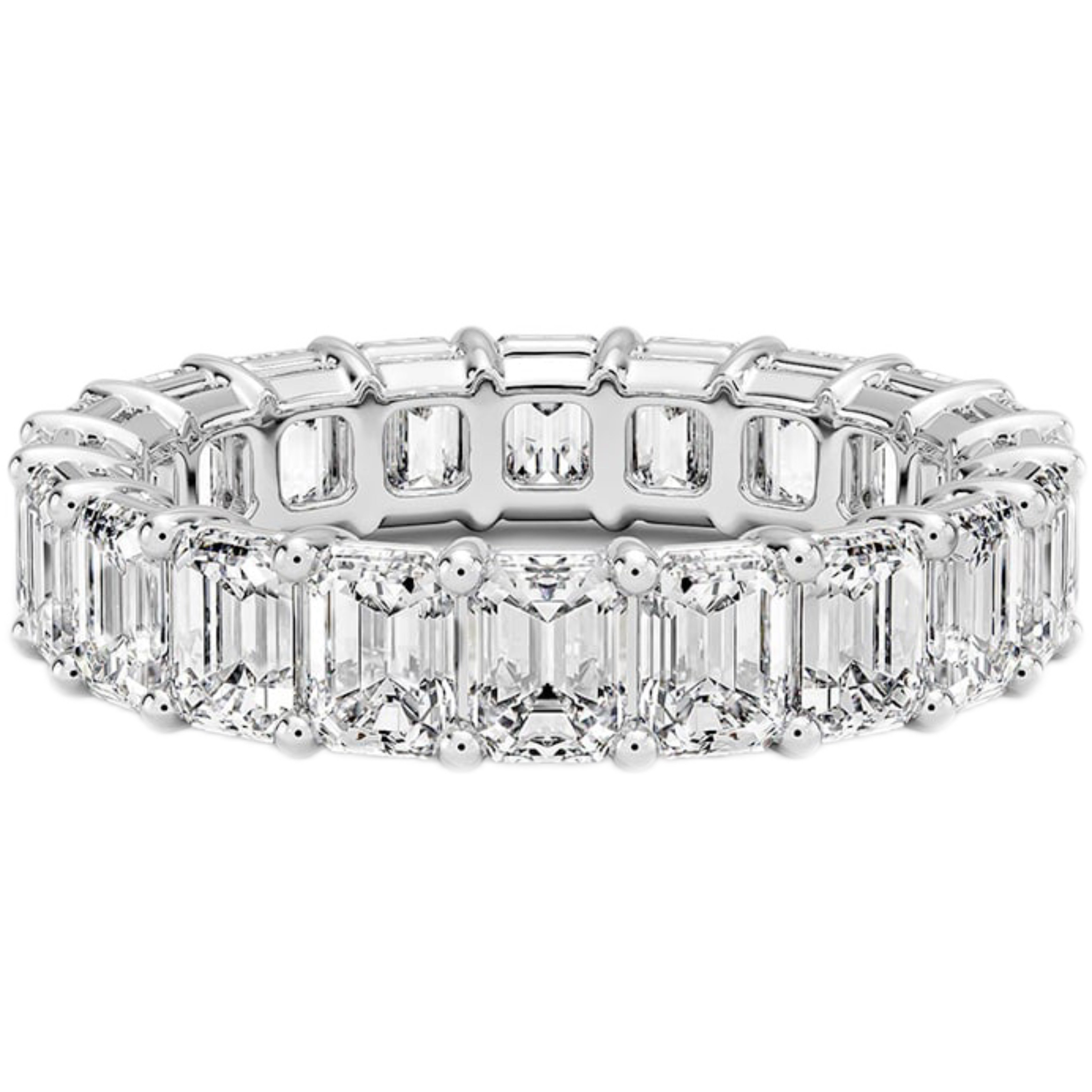 SPECIAL! 4.46ct G SI 14K White Gold Emerald Cut Diamond Eternity Ring Size 6.5