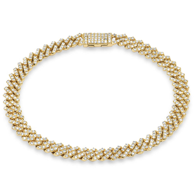 SPECIAL!5mm 2.02ct G SI 14K Yellow Gold Diamond Micro Pave Cuban Square Link Bracelet 8"