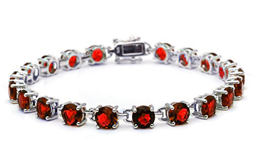 16.5CT Round Garnet .925 Sterling Silver Bracelet