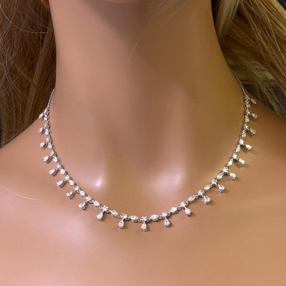 SPECIAL! 5.88ct G SI 14K White Gold Diamond Multi Shape Pendant Necklace 14+2" Ext Long