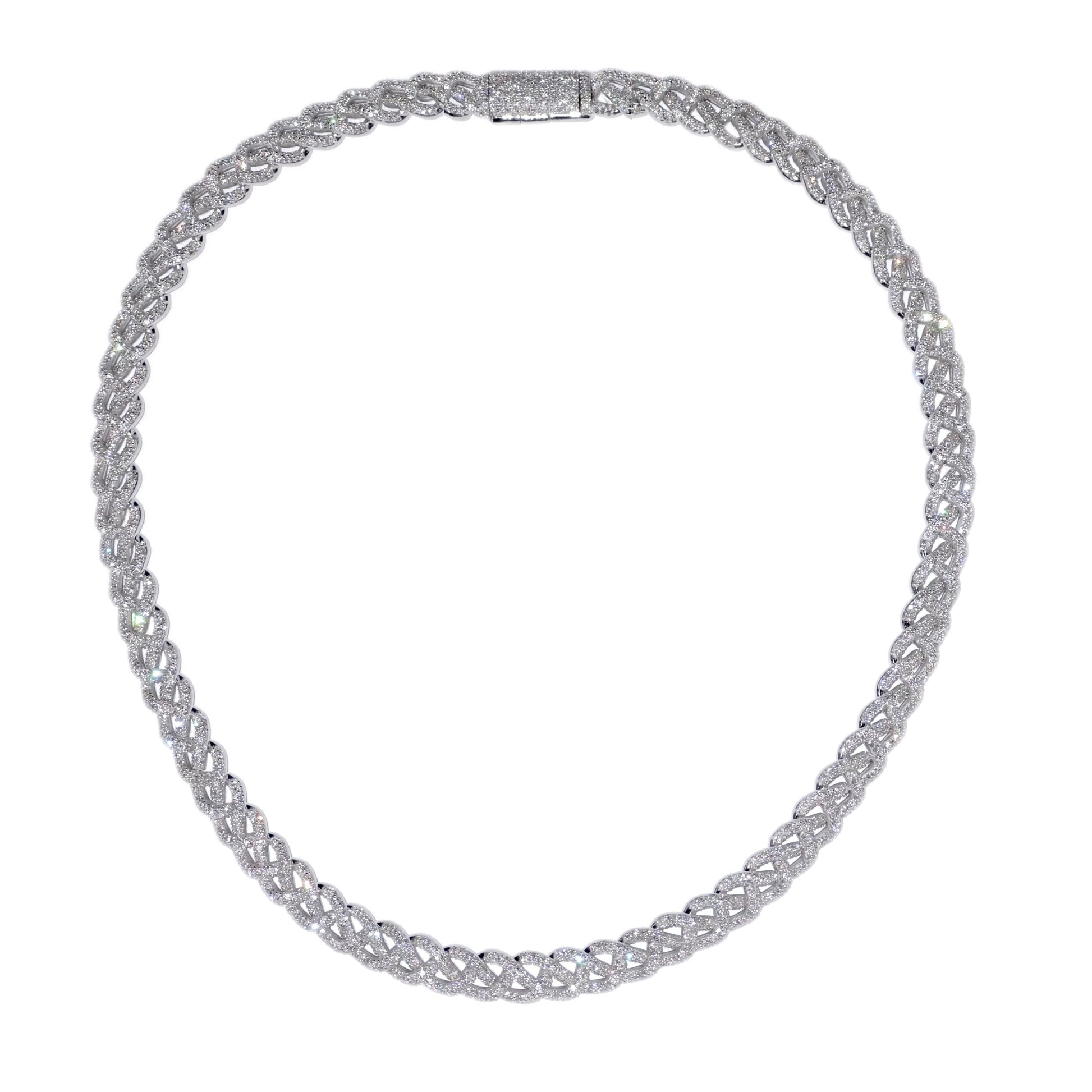 SPECIAL!7mm 8.36ct G SI 14K White Gold Diamond Round Cuban Style Choker Necklace 16" Long