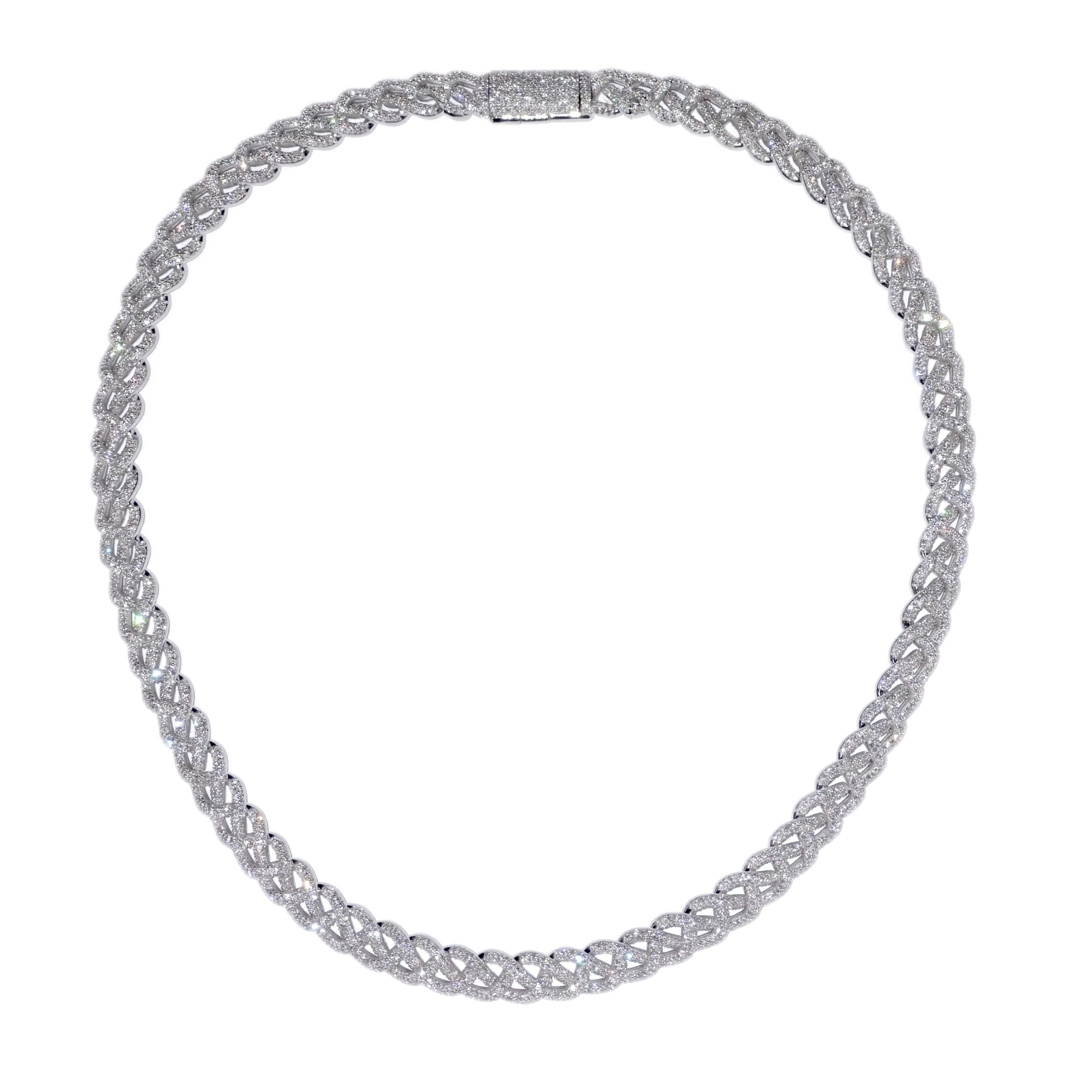 SPECIAL!7mm 8.36ct G SI 14K White Gold Diamond Round Cuban Style Choker Necklace 16" Long