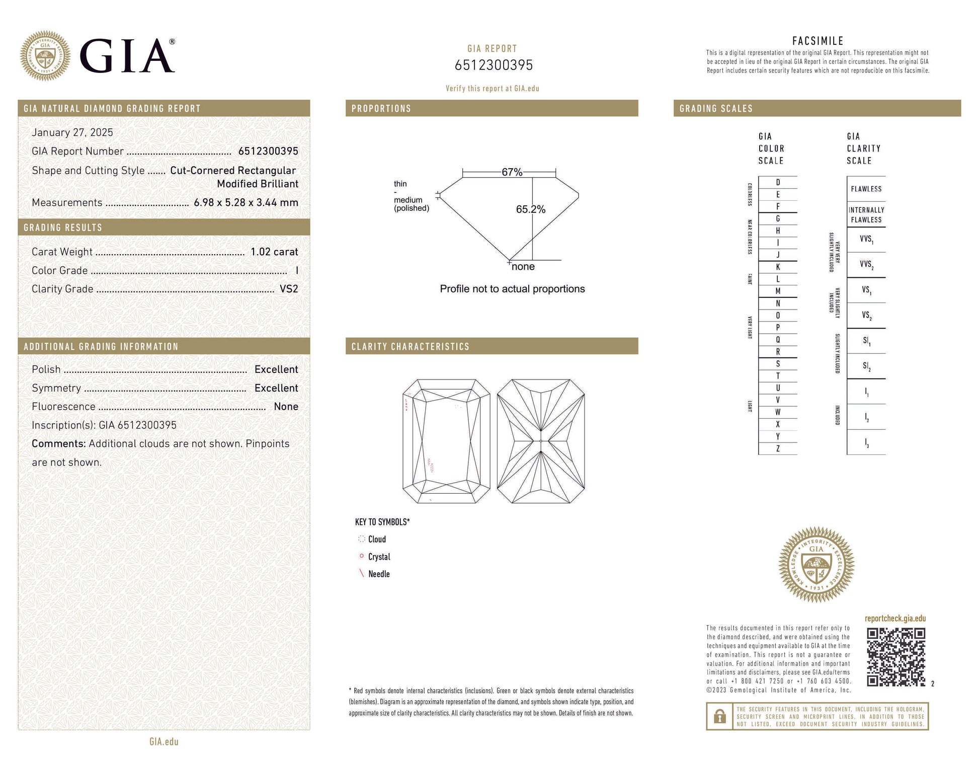 SPECIAL! 1.02ct I-VS2 GIA CERTIFIED 14K White Gold Radiant Cut Diamond Solitaire Ring Band Size 6