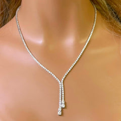 SPECIAL! 7.74ct G SI 14K White Gold Diamond Drop Lariat Tennis Necklace 16+2" Long