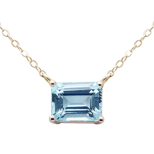 SPECIAL!1.51ct G SI 14K Yellow Gold Aquamarine Gemstone Solitaire Pendant Necklace 18" Long