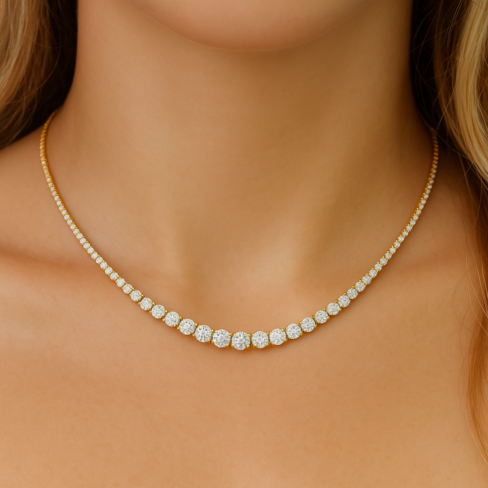 SPECIAL! 3.02ct G SI 14kt Yellow Gold Diamond Riviera Necklace 16" Long