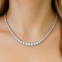 SPECIAL! 3.98ct G SI 14K White Gold Diamond Riviera Necklace 16" Long