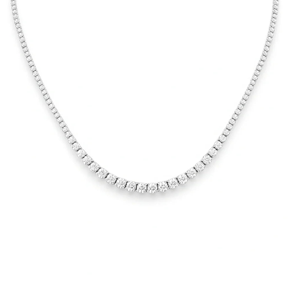 SPECIAL! 2.99ct G SI 14K White Gold Diamond Riviera Necklace 16" Long