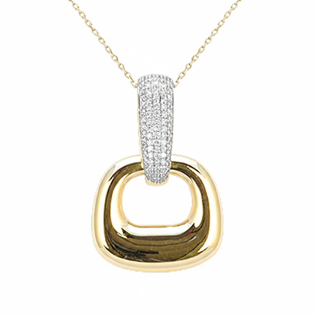 SPECIAL! .49ct G SI 14kt Yellow Gold Diamond Halo Pendant Necklace 18" Long