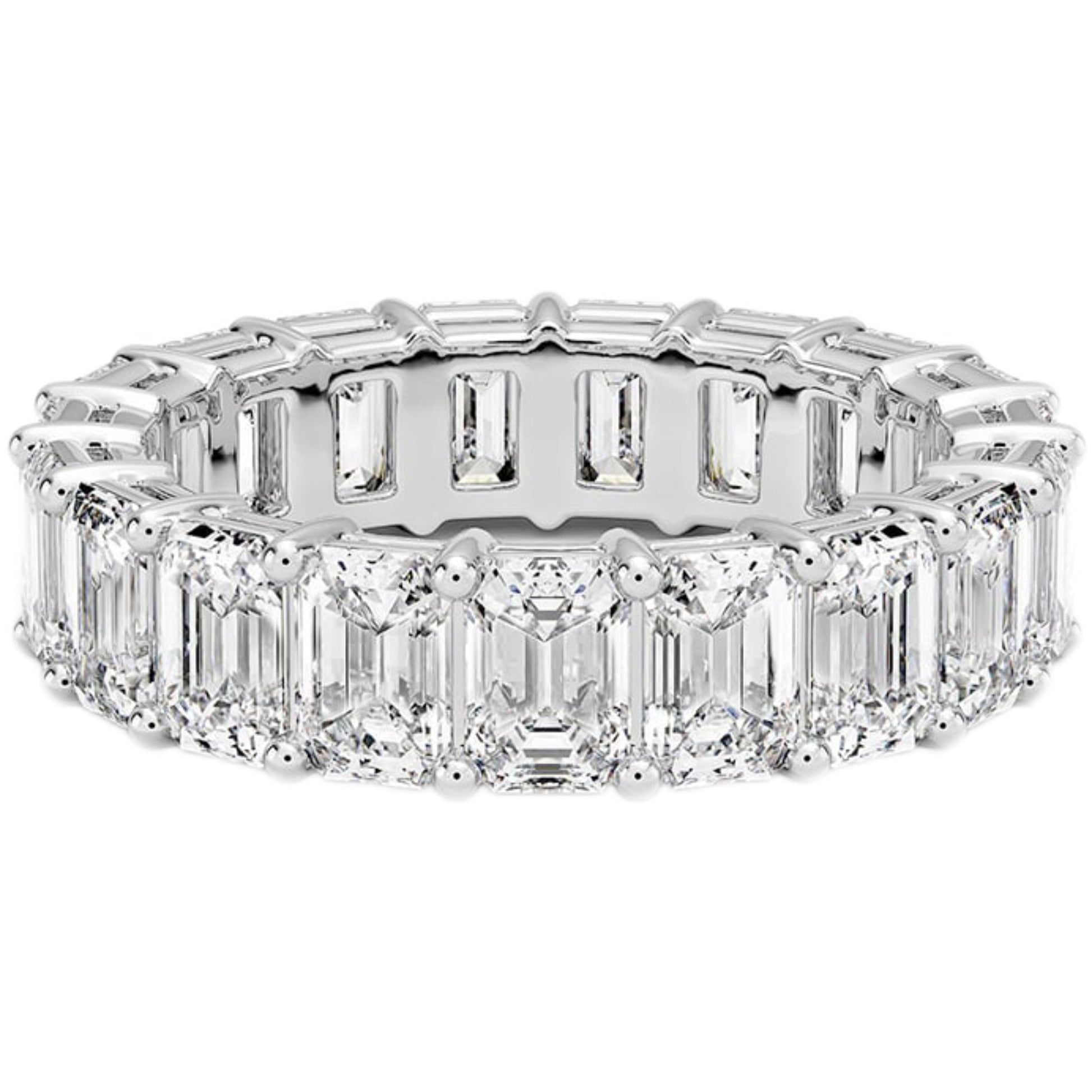 SPECIAL! 5.68ct G SI 14K White Gold Emerald Cut Diamond Eternity Ring Size 7