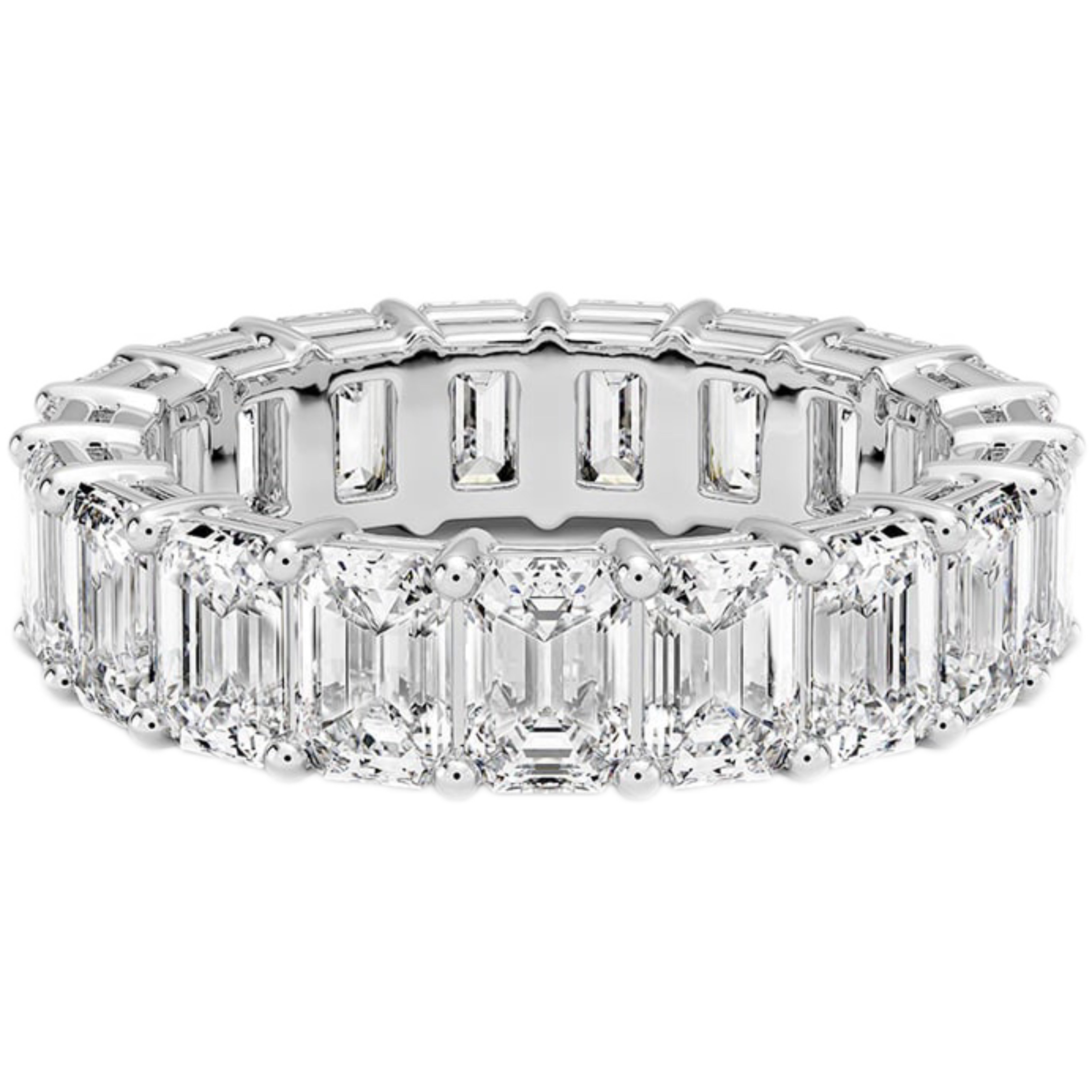 SPECIAL! 5.68ct G SI 14K White Gold Emerald Cut Diamond Eternity Ring Size 7