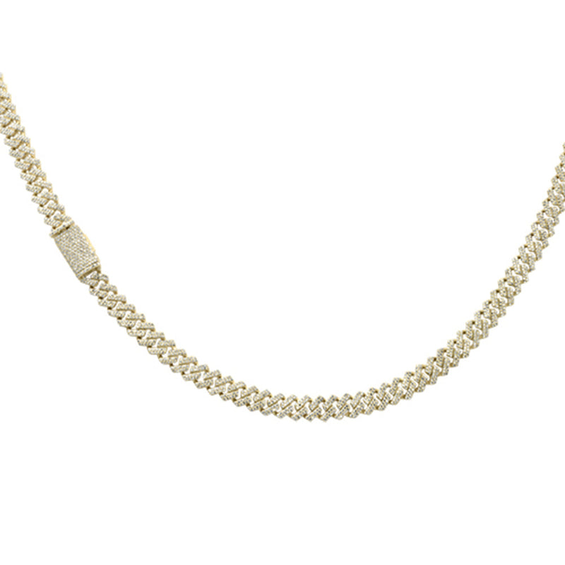 SPECIAL! 6MM 4.60ct G SI 14KT Yellow Gold Square Diamond Micro Pave Cuban Necklace 20"