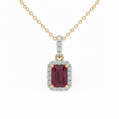 SPECIAL! .83ct G SI 14kt Yellow Gold Diamond & Ruby Gemstone Pendant Necklace 18" Long