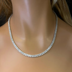 SPECIAL!4.90ct G SI 14K White Gold Round & Baguette Diamond Unisex Tennis Necklace 18" Long