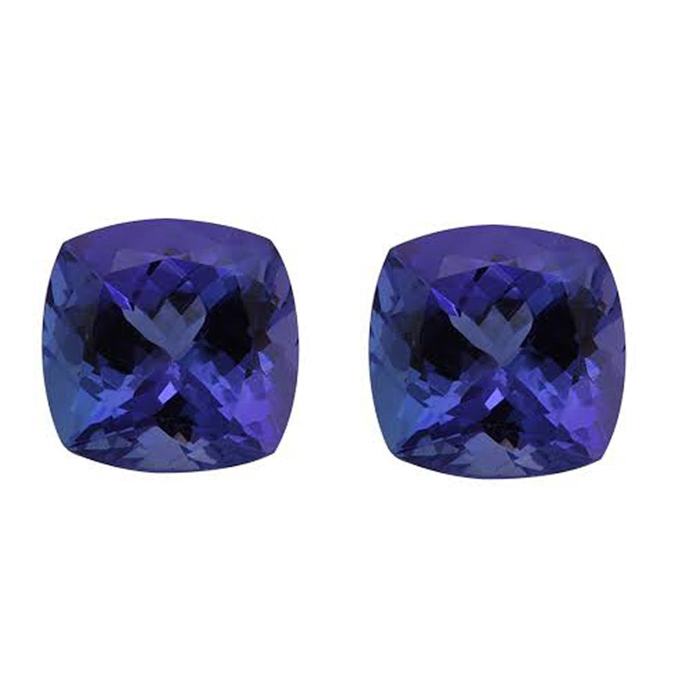 5.15CT 8mm Natural Cushion Cut Tanzanite Loose Gemstones Pair