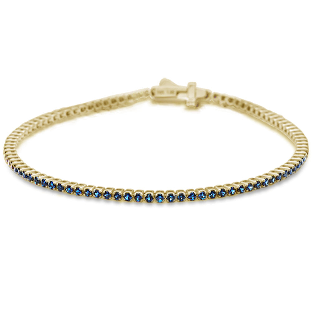 SPECIAL! 2.59cts G SI 14K Yellow Gold Natural Blue Sapphire Tennis Bracelet 7"