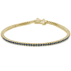 SPECIAL! 2.59cts G SI 14K Yellow Gold Natural Blue Sapphire Tennis Bracelet 7"