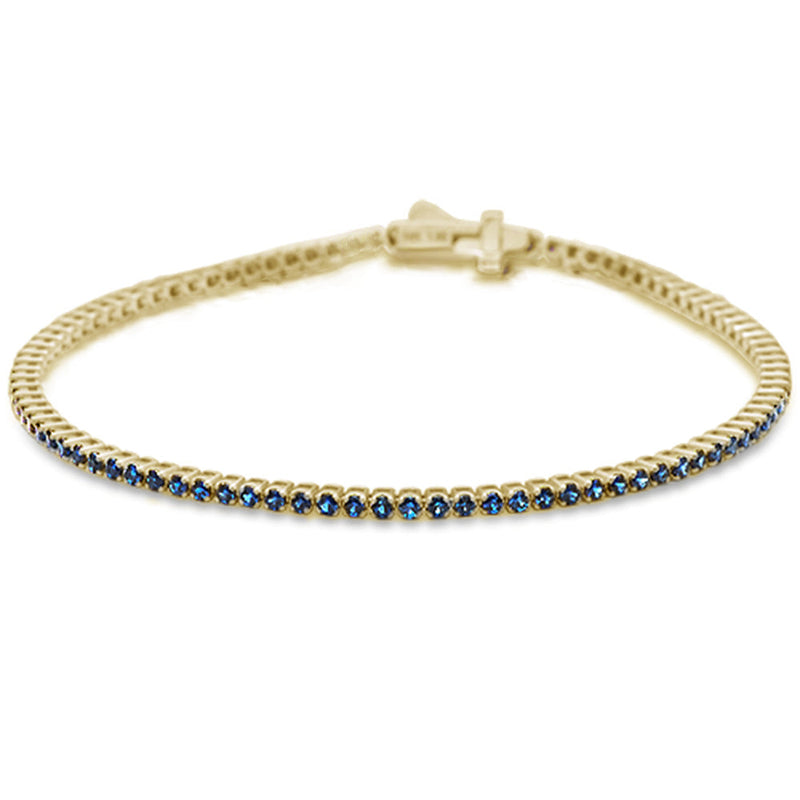 SPECIAL! 2.59cts G SI 14K Yellow Gold Natural Blue Sapphire Tennis Bracelet 7"