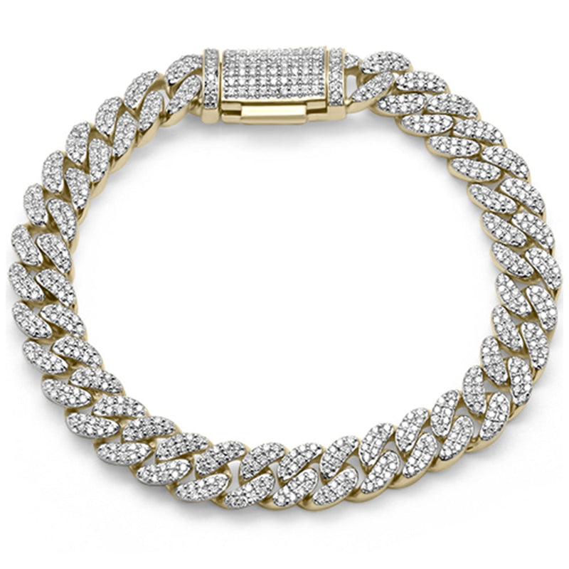 SPECIAL! 9mm 2.35ct G SI 14K Two Tone Gold Diamond Round Cuban Bracelet 8"