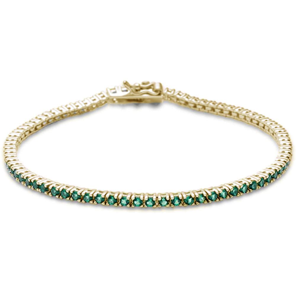 SPECIAL! 1.21ct 14K Yellow Gold Natural Emerald Tennis Bracelet 7"