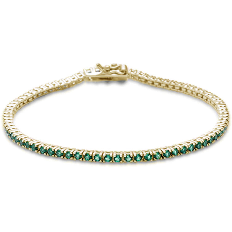 SPECIAL! 1.21ct 14K Yellow Gold Natural Emerald Tennis Bracelet 7"