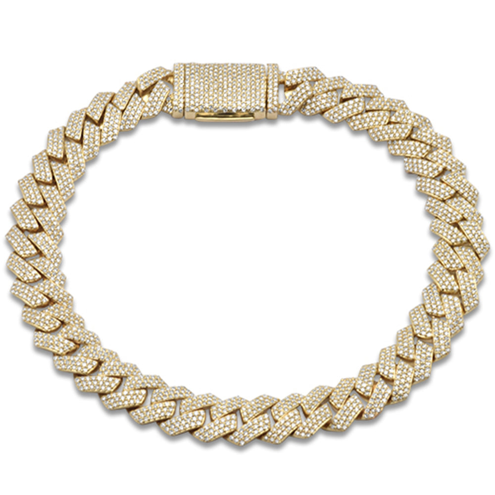 SPECIAL! 9mm 3.31ct G SI 14K Yellow Gold Diamond Micro Pave Cuban Square Link Bracelet 8"